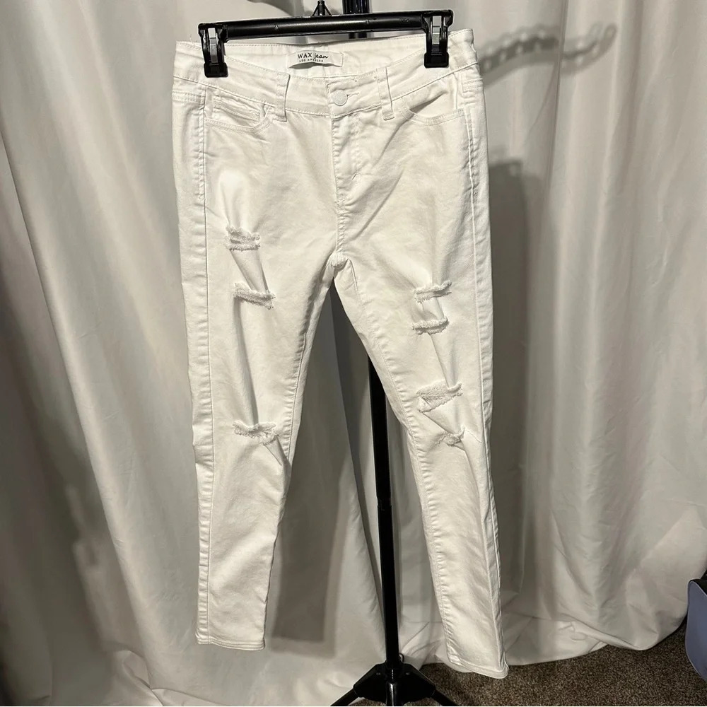 WAX Jean Los Angeles Women's White Distressed Skinny Jeans Size M 9 - Picture 10 of 14